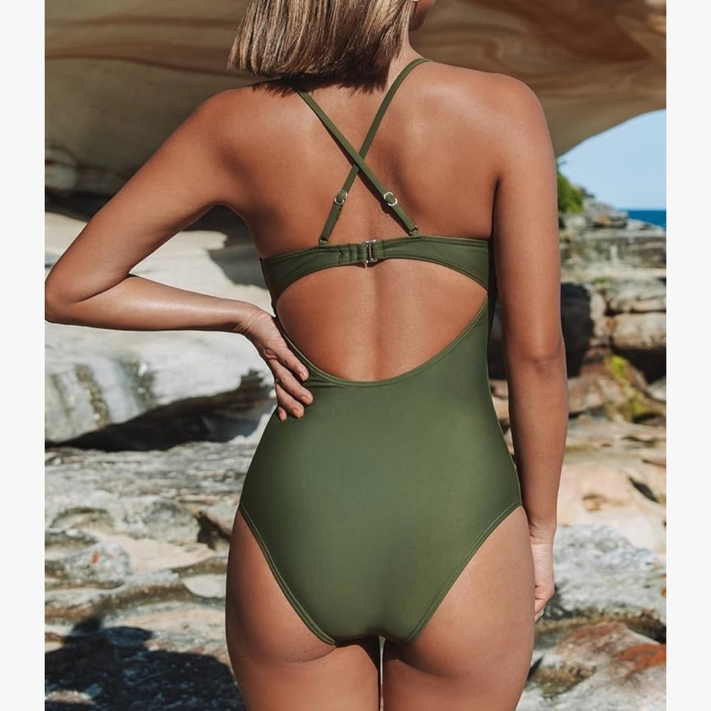 One Piece Deep V Lace Cut Out - Picture 2 of 8